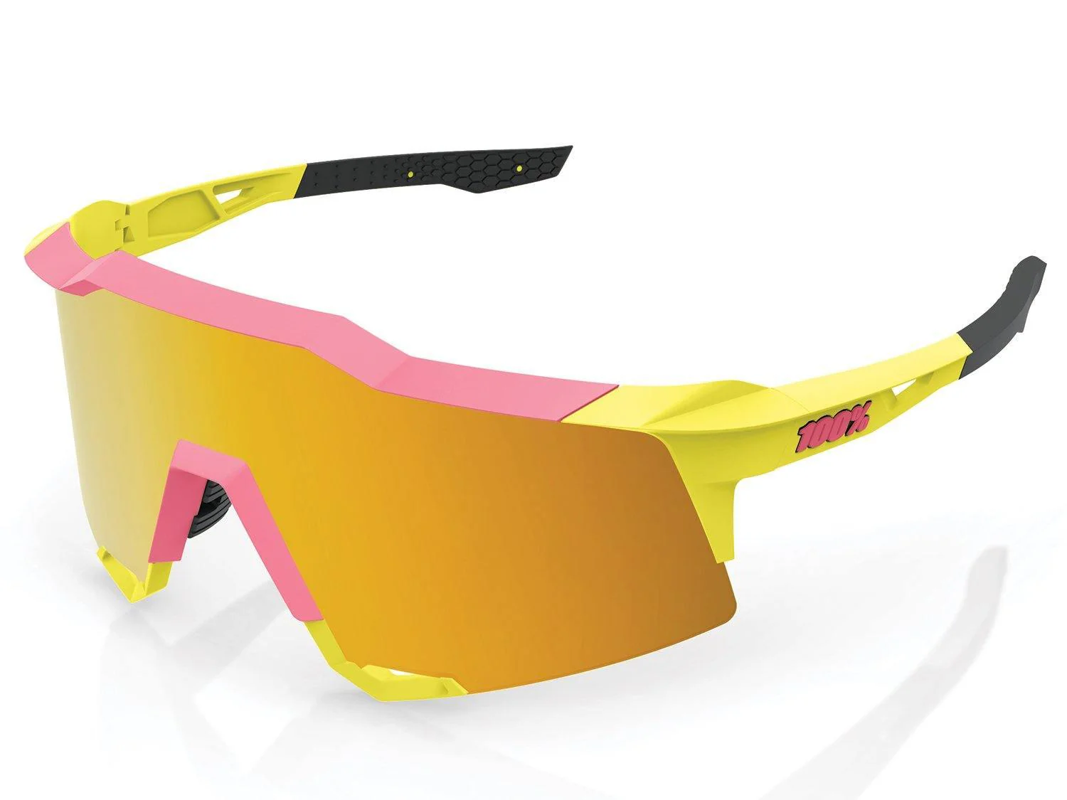 100% SPEEDCRAFT® TALL Matte Washed Out Neon Yellow Flash Gold Mirror Lens - Image 4