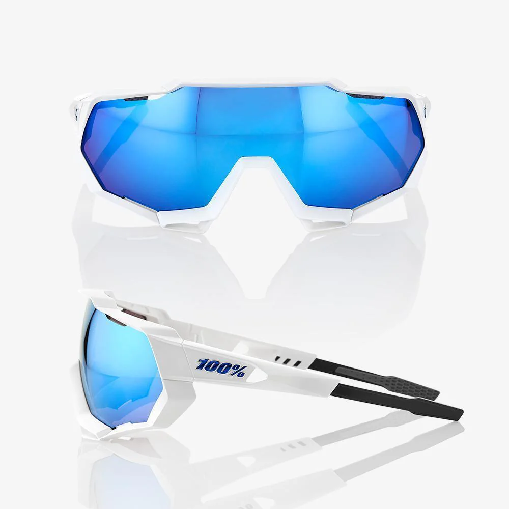 100% SPEEDTRAP Matte White HiPER® Blue Multilayer Mirror Lens - Image 4
